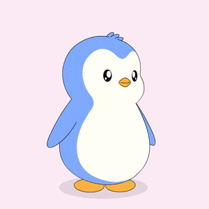 a blue and white penguin with the words believe in behind it
