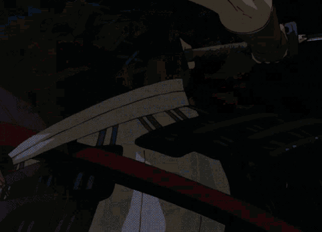 a cartoon of a man holding a sword with a blue light behind him