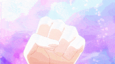 a person 's fist is shown with a purple background