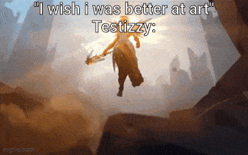 a person is flying through the air with a sword in their hand and the words `` i wish i was better at art ''