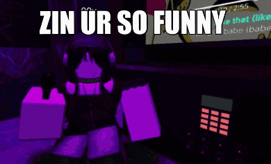 a cartoon character with the words zin ur so funny written on it