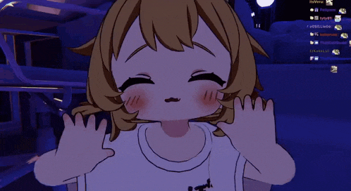 a cartoon of a girl making a funny face with her eyes closed