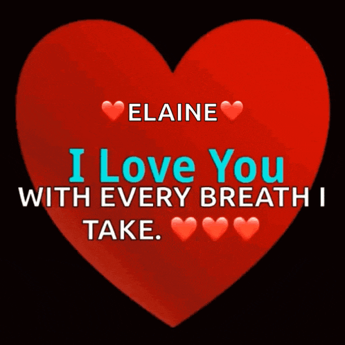 a red heart with elaine written on it