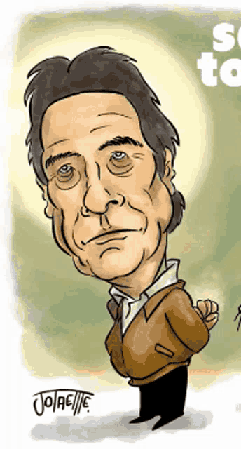 a cartoon of a man with the name joaelle written on the bottom