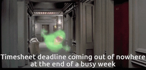 a hallway with a green ghost coming out of it and the words ninesheet deadline coming out of nowhere