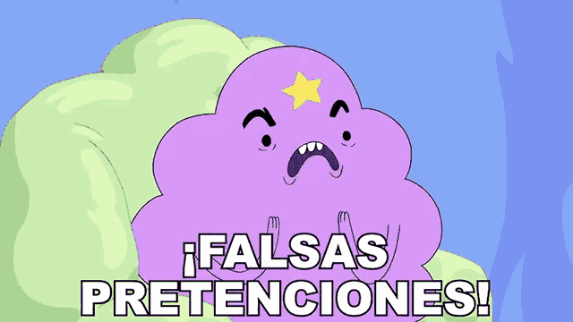 a cartoon character with a star on his head and the words " falsas pretendciones " below it