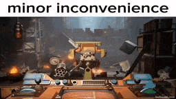 a picture of a robot in a room with the words minor inconvenience above it .