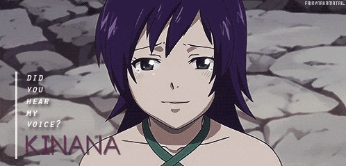 a girl with purple hair and the name kinana