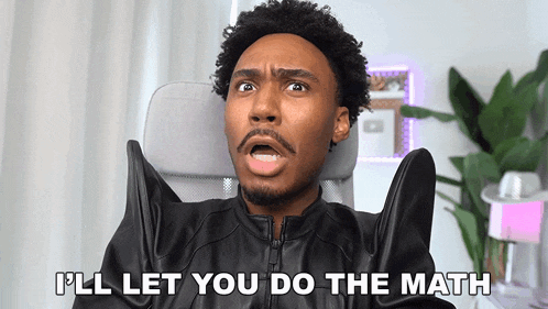 a man in a leather jacket is sitting in a chair and saying " i 'll let you do the math "