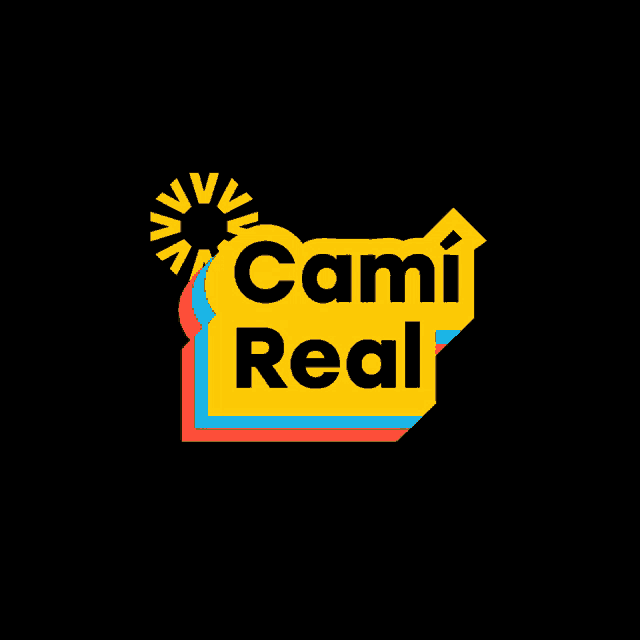 a logo that says cami real with a sun in the background