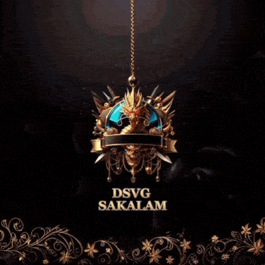 a chandelier with the words dsvg akalan on it
