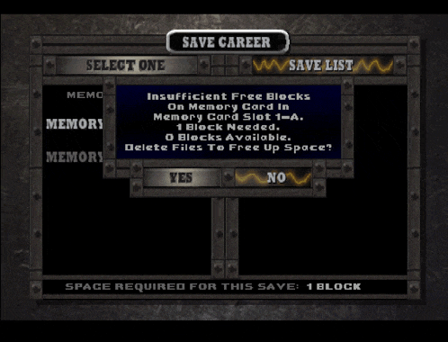 a video game screen that says " save career " and " save list "