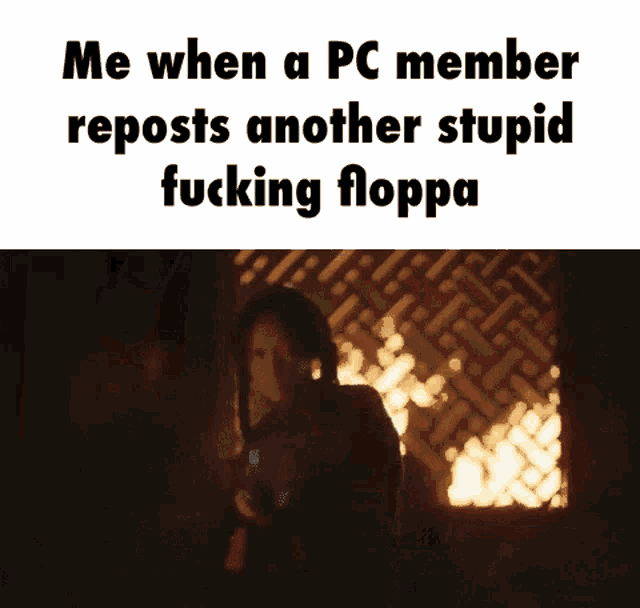 a meme that says me when a pc member reposts another stupid fucking loppa
