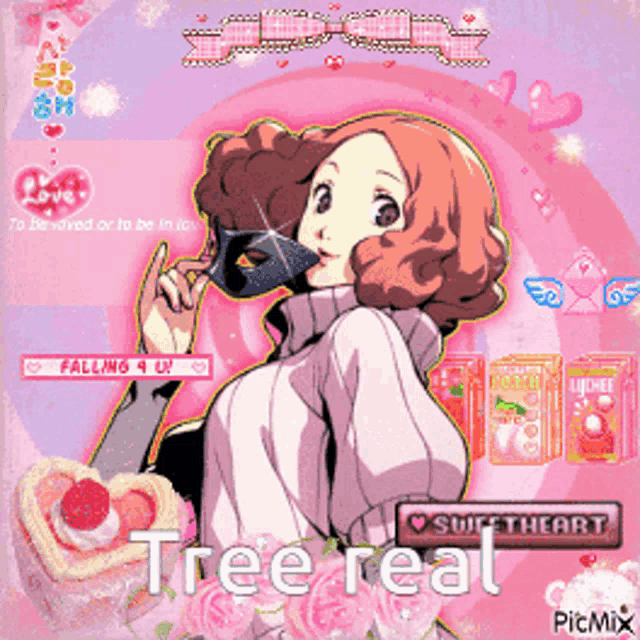 a picture of a girl with a mask and the words tree real on the bottom
