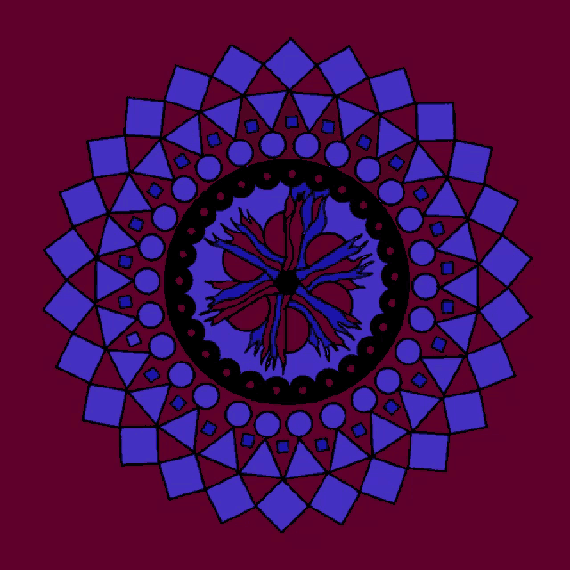 a circular pattern with a flower in the center