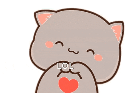 a cartoon cat is making a heart shape with its hands and says lol .