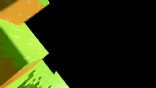 a green and orange cube on a black background .