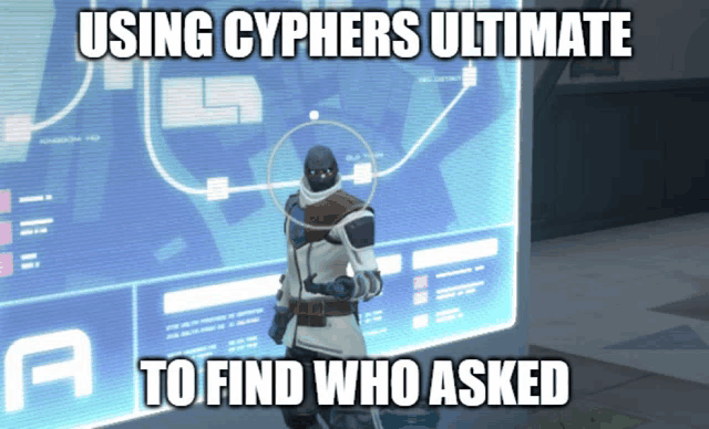 using cyphers ultimate to find who asked is written on a computer screen