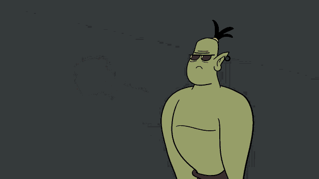 a cartoon of an orc holding a slice of toast