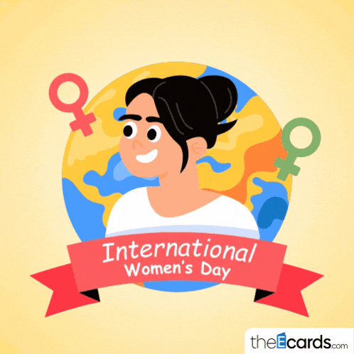 a poster for international women 's day with a woman and globe