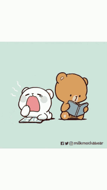 a cartoon of a teddy bear reading a book