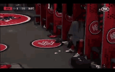 a fox sports broadcast of a soccer game in a dressing room