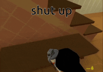 a screenshot of a video game with the words shut up