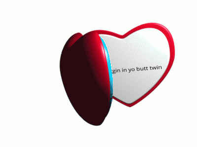 a heart shaped mirror with a picture of a cartoon character and the words start diggin in yo butt twin
