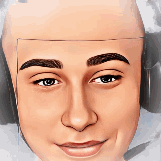 a drawing of a man 's face with headphones