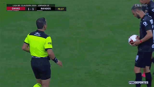 a soccer game between chivas and rayados is being shown on fox deportes