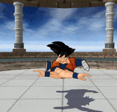 a cartoon character with a bandage on his arm is laying on a tiled floor
