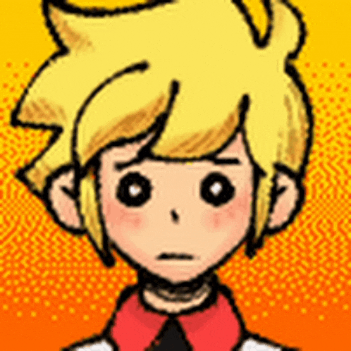 a pixel art drawing of a boy with blonde hair