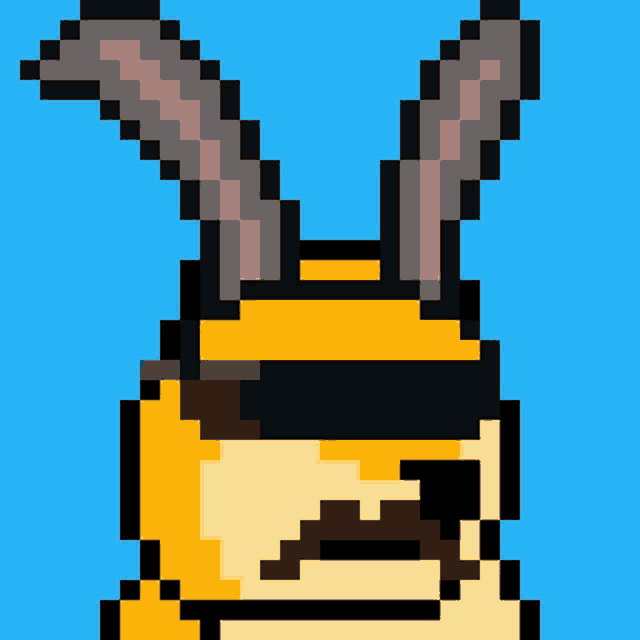 a pixel art of a bee wearing sunglasses and ears