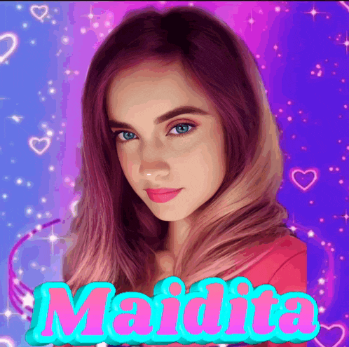 a picture of a girl with the name maidita on the bottom