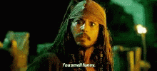 Pirates Of The Caribbean Jack Sparrow GIF - Pirates Of The Caribbean Jack Sparrow You Smell Funny GIFs