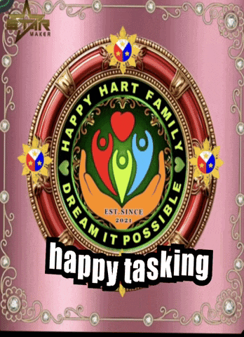 a happy hart family logo that says happy tasking on the bottom