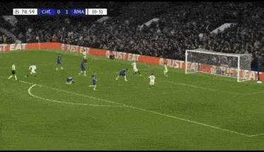 a soccer game is being played and the score is 0 to 3