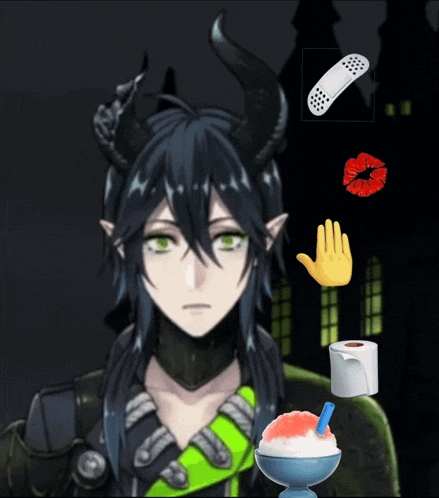 a man with horns and a bowl of ice cream