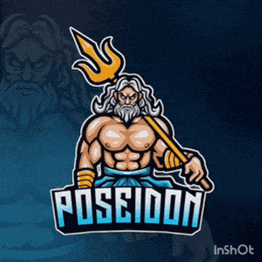 a cartoon of poseidon holding a trident