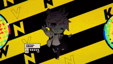 a drawing of a girl with the words virtual singer written on it