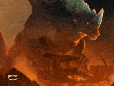a painting of a monster with an amazon prime logo in the corner
