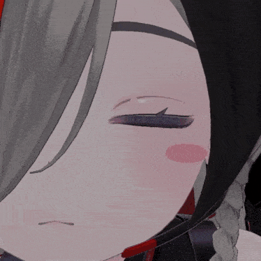 a close up of a cartoon character 's face with her eyes closed