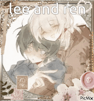 a picture of tee and ren is surrounded by flowers