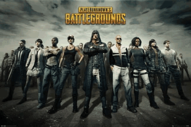 a poster for playerunknown 's battlegrounds shows a group of people standing together