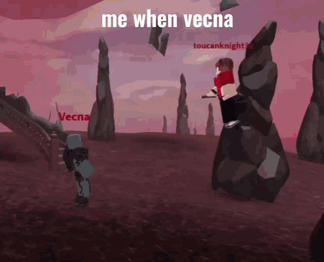 a screenshot of a video game with the words me when vecna at the top
