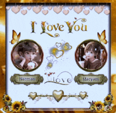a picture of a boy and a girl with the words i love you above them