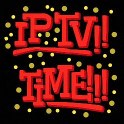 a sign that says iptv time in red letters