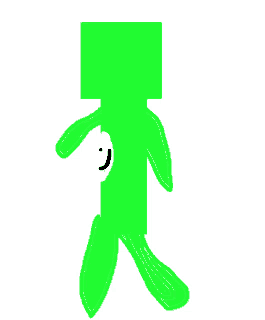 a green squid with a smiley face on his face