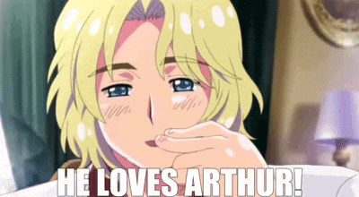 a cartoon character says he loves arthur with his hand on his chin