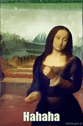 a painting of a woman with the word hahaha on it